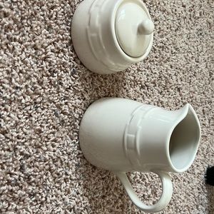 Longaberger cream and sugar set pottery